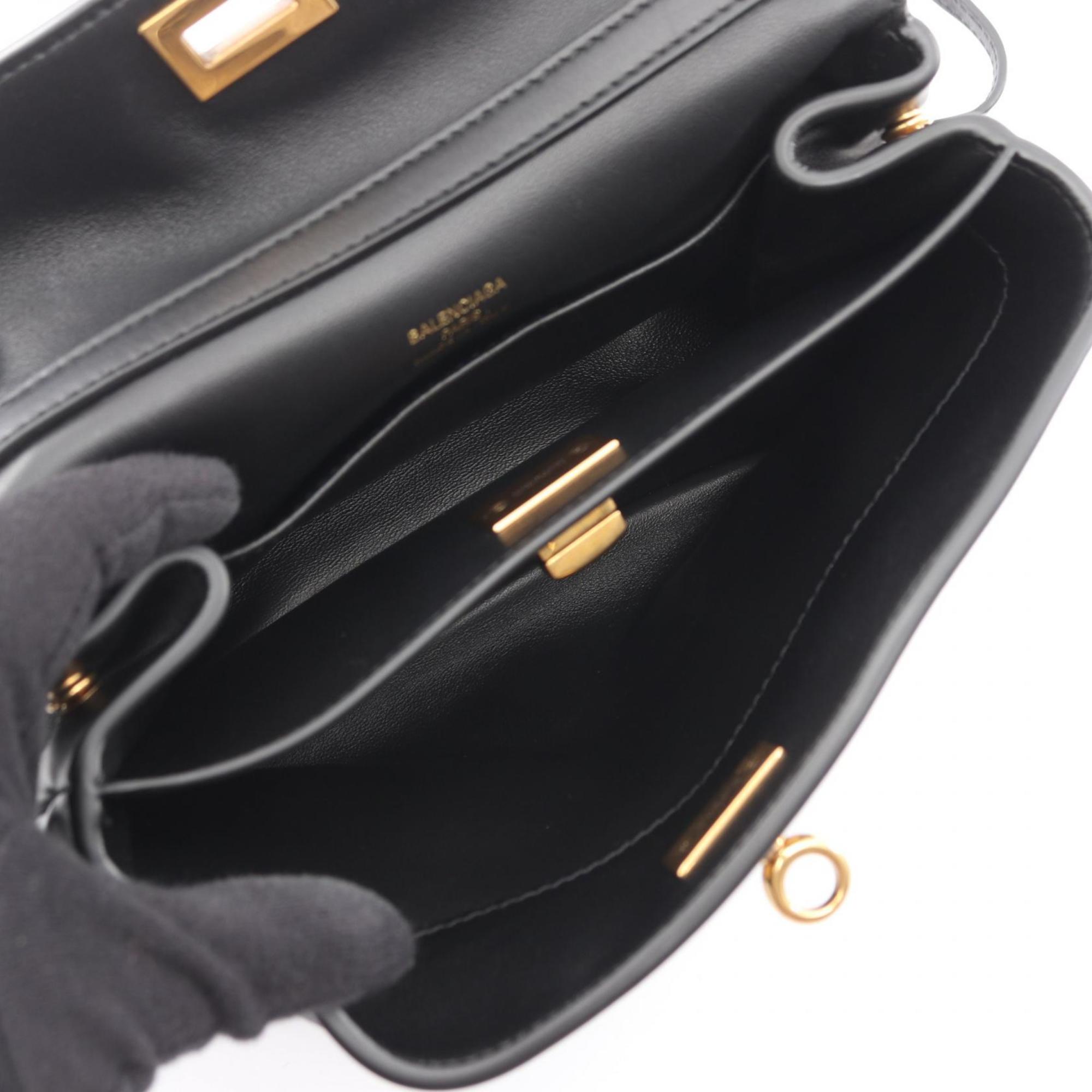 Balenciaga Rodeo Handbag, Leather, Women's, Black, 8437122AA4V1000