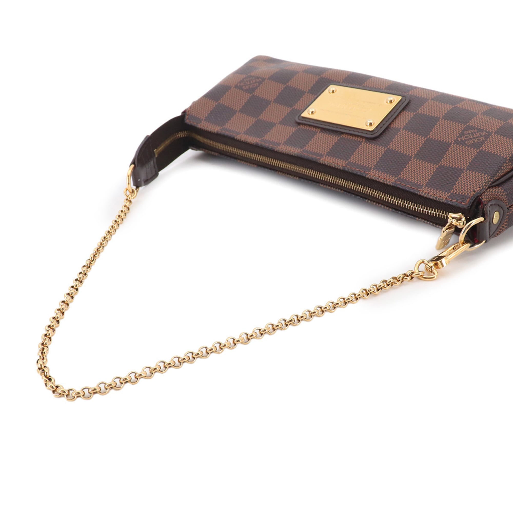 Louis Vuitton Damier Eva 2-way Hand/Shoulder Handbag, Ebene N52213, Gold Hardware — Like New