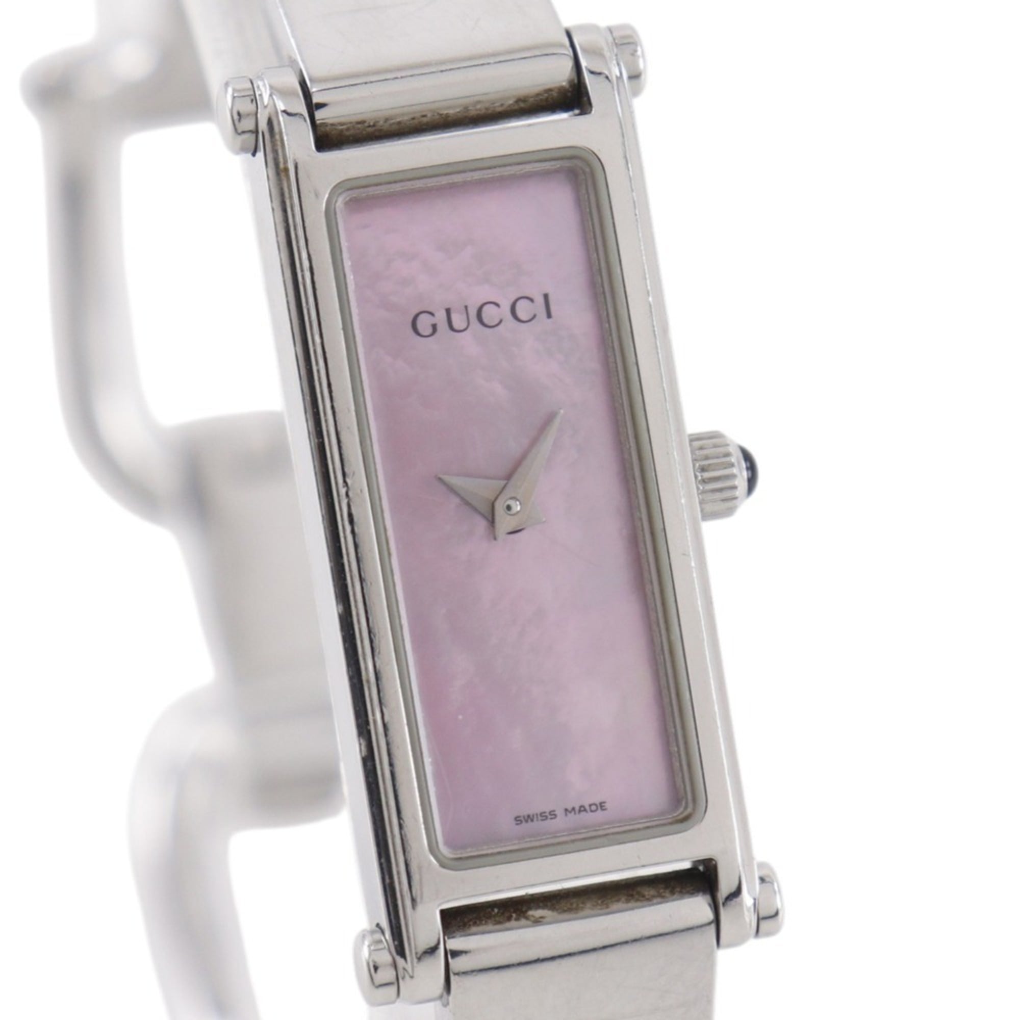 Gucci 1500L Stainless Steel Quartz Analog Watch with Pink Mother-of-Pearl Dial - Women's — Good