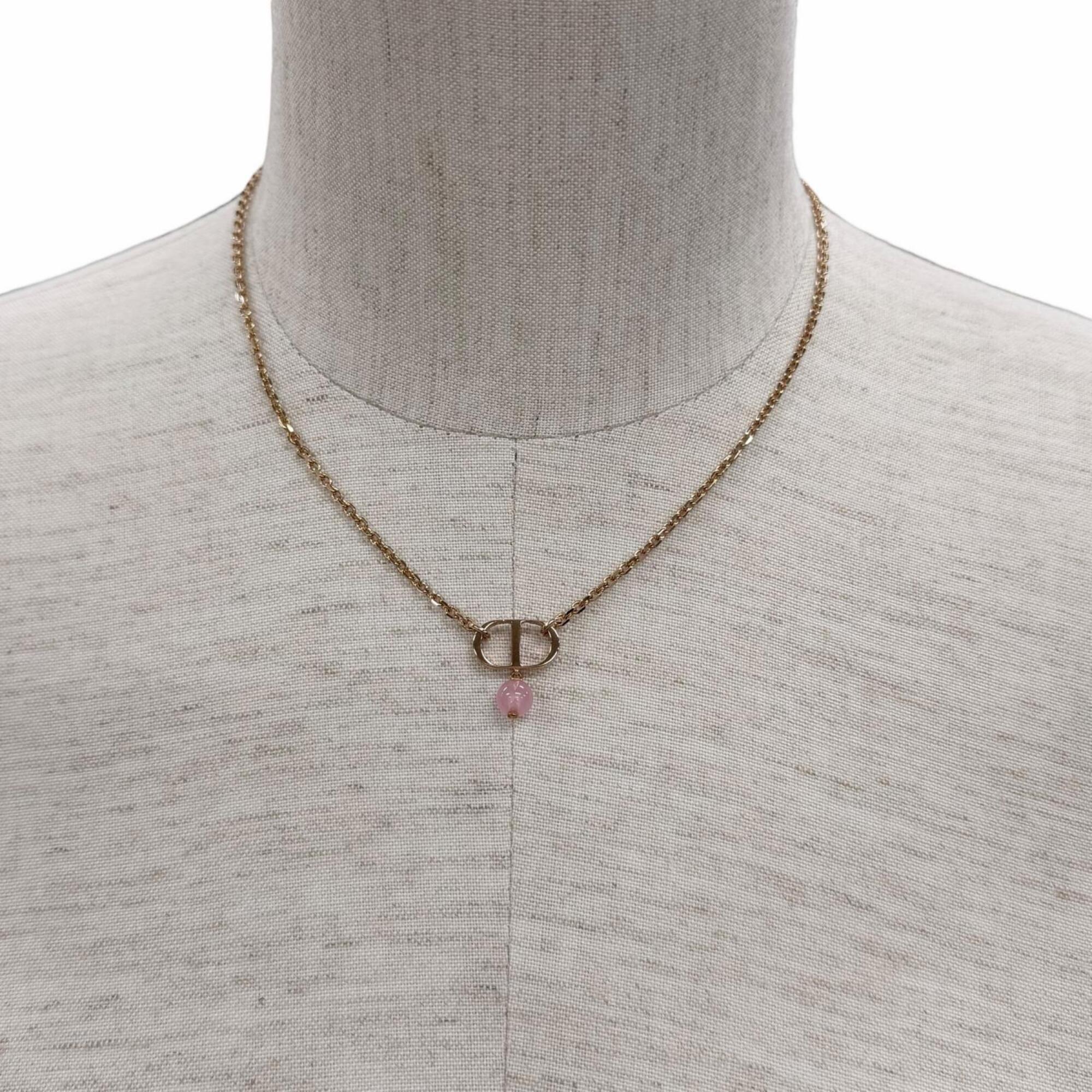 Christian Dior DIOR N1390PTCPL Petit CD 1P Diamond Resin Pearl Necklace Rose Gold with Box and Dust Bag for Women — Like New