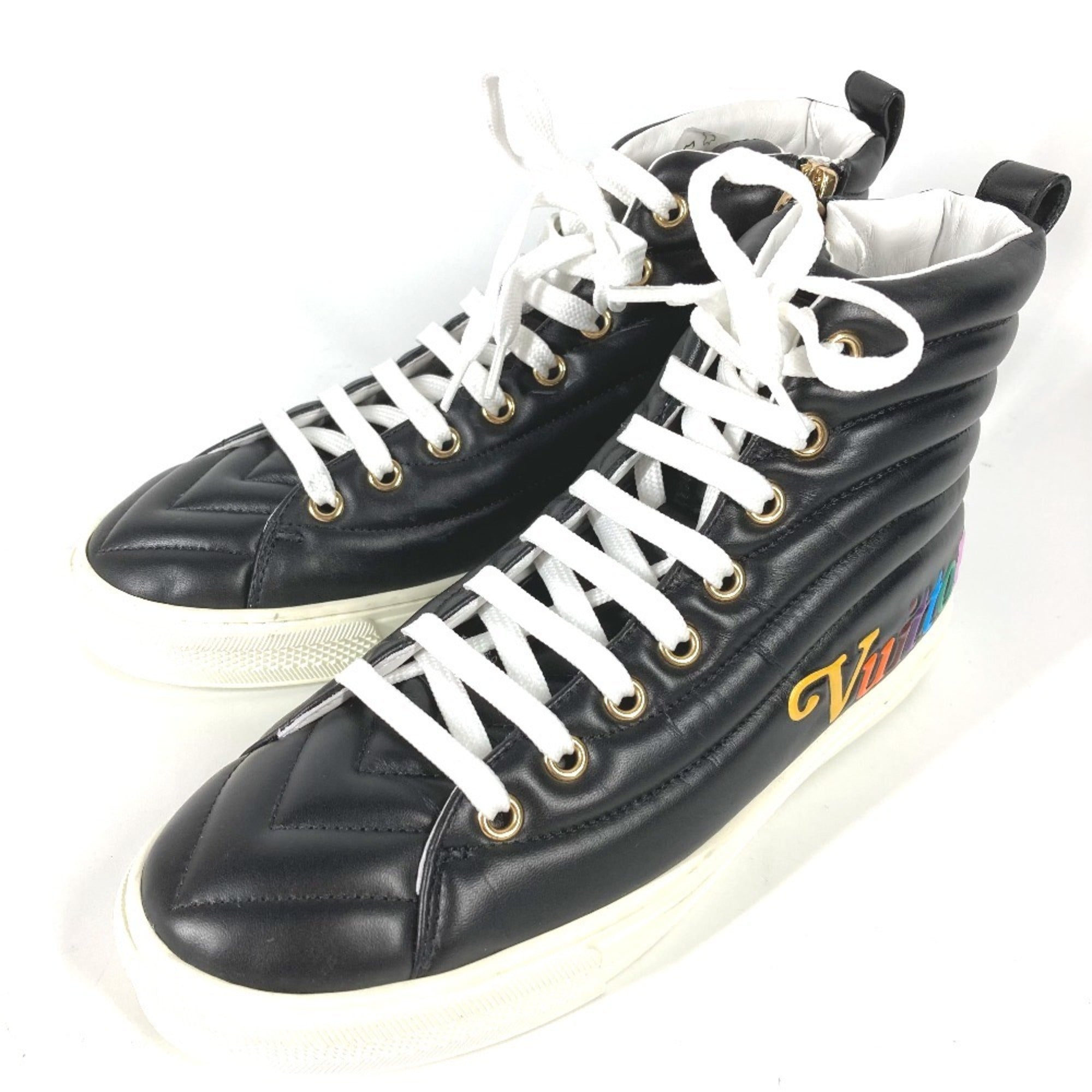 LOUIS VUITTON Rainbow Stellar Line High-Top Sneakers CL0149 in Black Leather