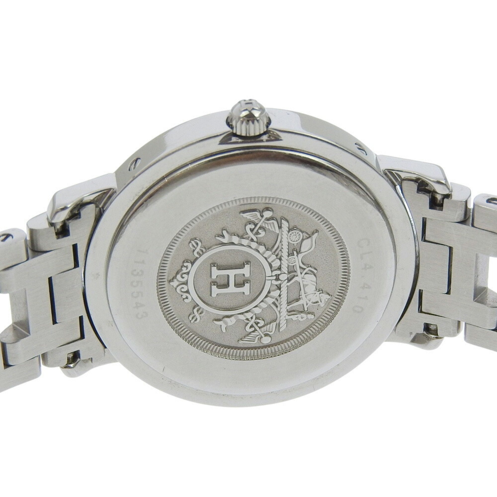 Hermès Clipper Watch CL4.410, Stainless Steel Quartz Analog Display, Pink Dial, Boys — Good