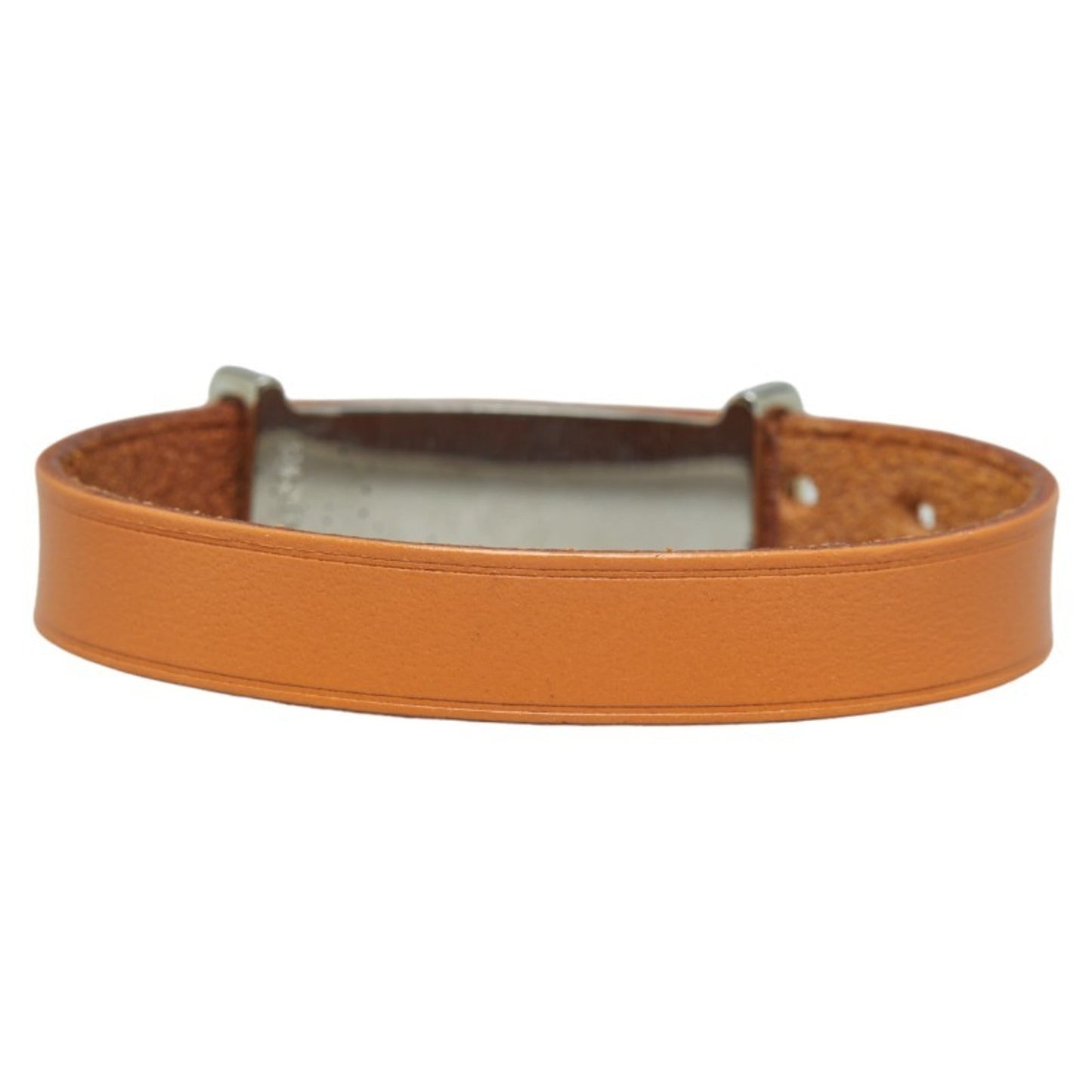 Hermes Api2 Bracelet Silver Brown Metal Leather Women's HERMES