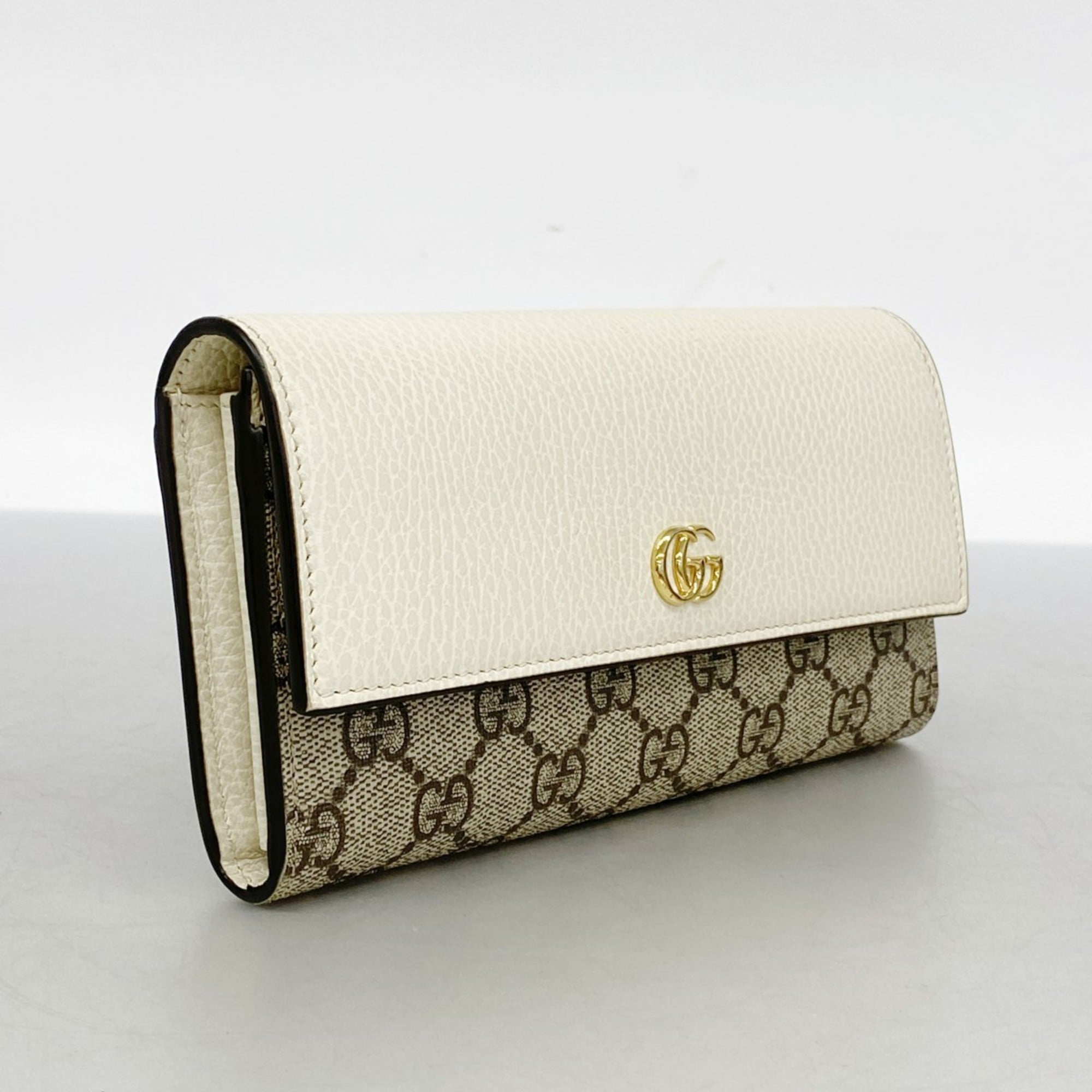 Gucci GG Marmont Supreme Long Wallet 456116 Ivory Beige Women's