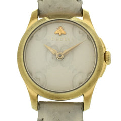 Gucci G Timeless Ladies Watch YA126580 126.5 Gold Plated White Shima Dial — Good
