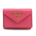 Prada PRADA Tri-fold Leather Wallet, Pink, Women's, 1MH021, 56495g