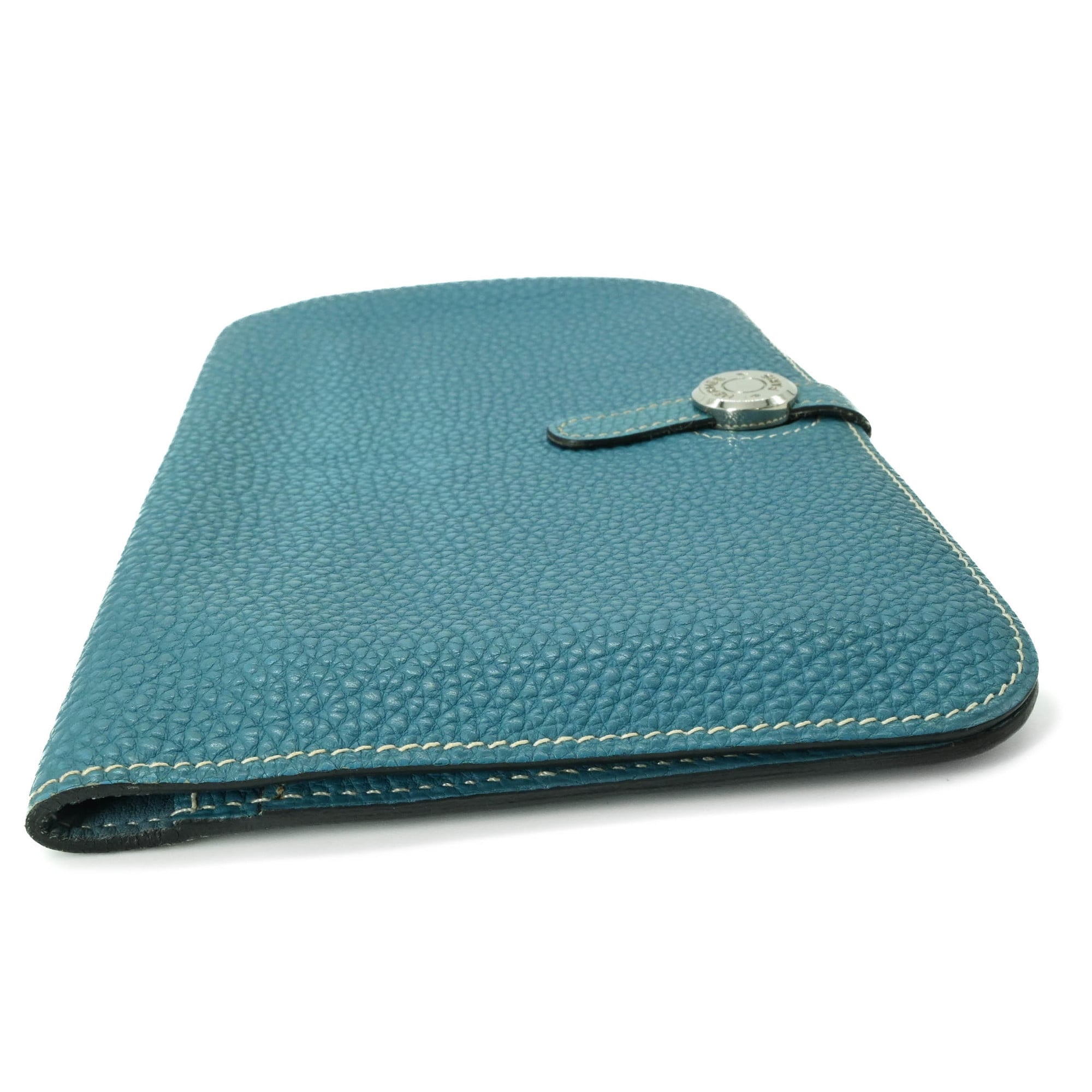 HERMES Dogon Duo GM Long Wallet, Togo Leather Bifold Blue Jean #□H