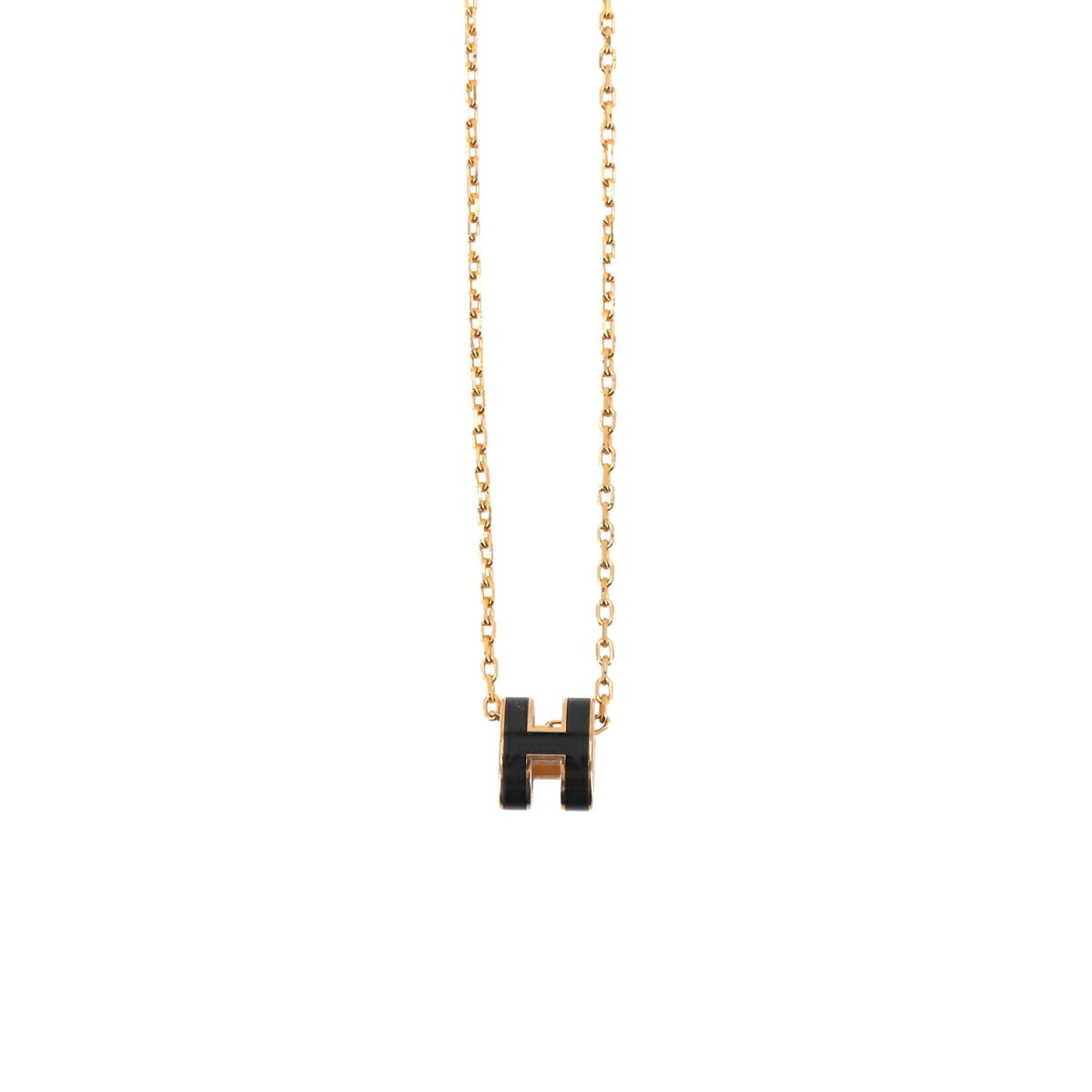 Hermes Mini Pop H Necklace, Black and Gold — New - Store Return
