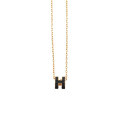 Hermes Mini Pop H Necklace, Black and Gold — New - Store Return
