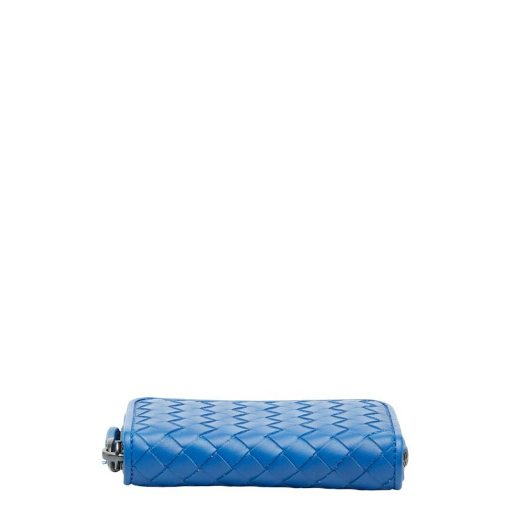 Bottega Veneta Intrecciato Wallet/Coin Purse Blue Leather Women's BOTTEGAVENETA