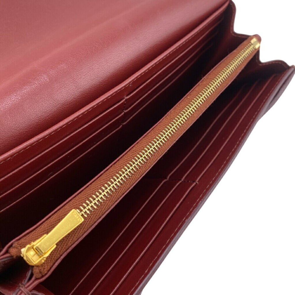 CELINE 10B563 BEL LARGE FLAP WALLET Long wallet Wine red Women's