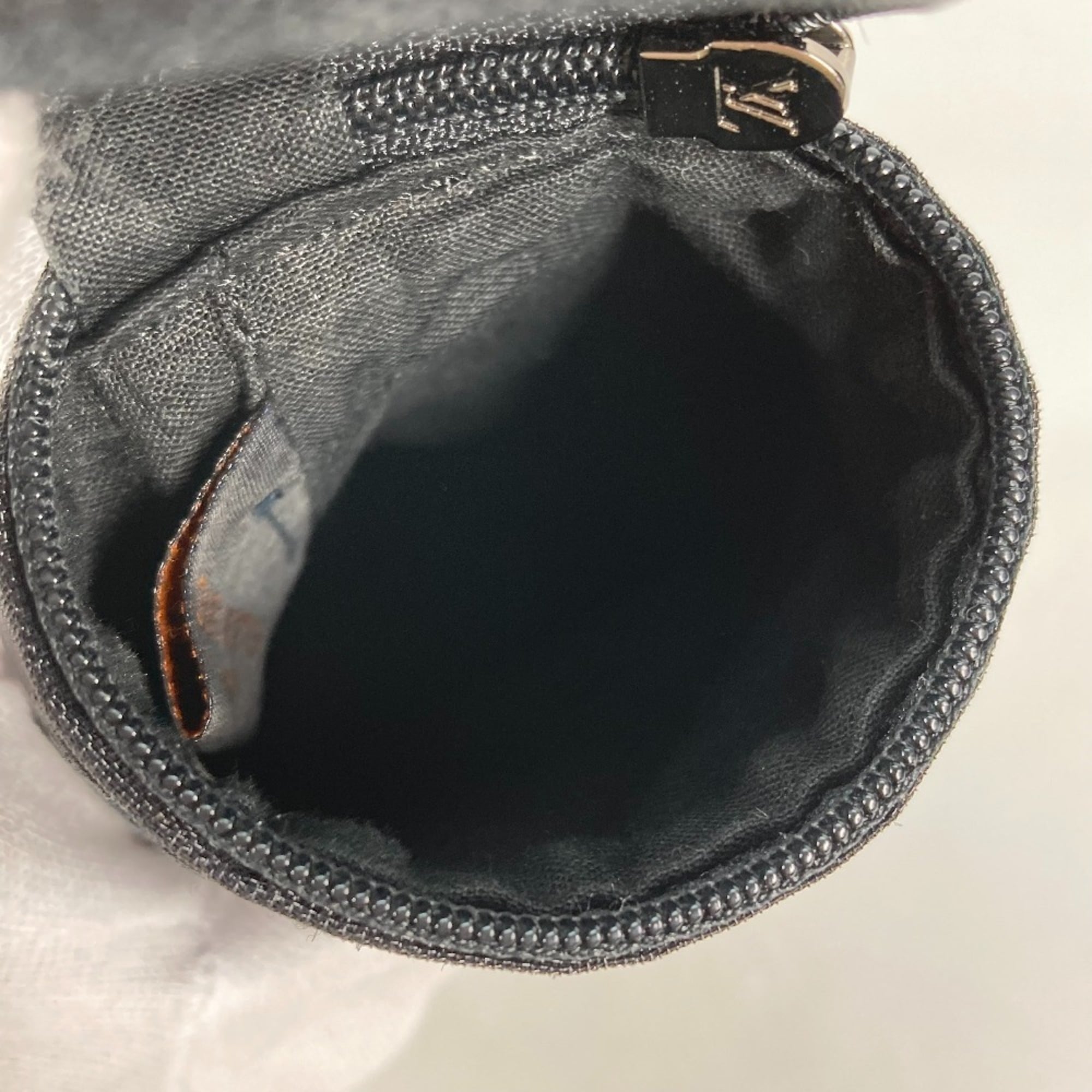 LOUIS VUITTON M77147 Monogram Mesh Pouch Only Cylinder Case Key Holder Bag Charm Cotton Polyester Women's Black — New - Store Return