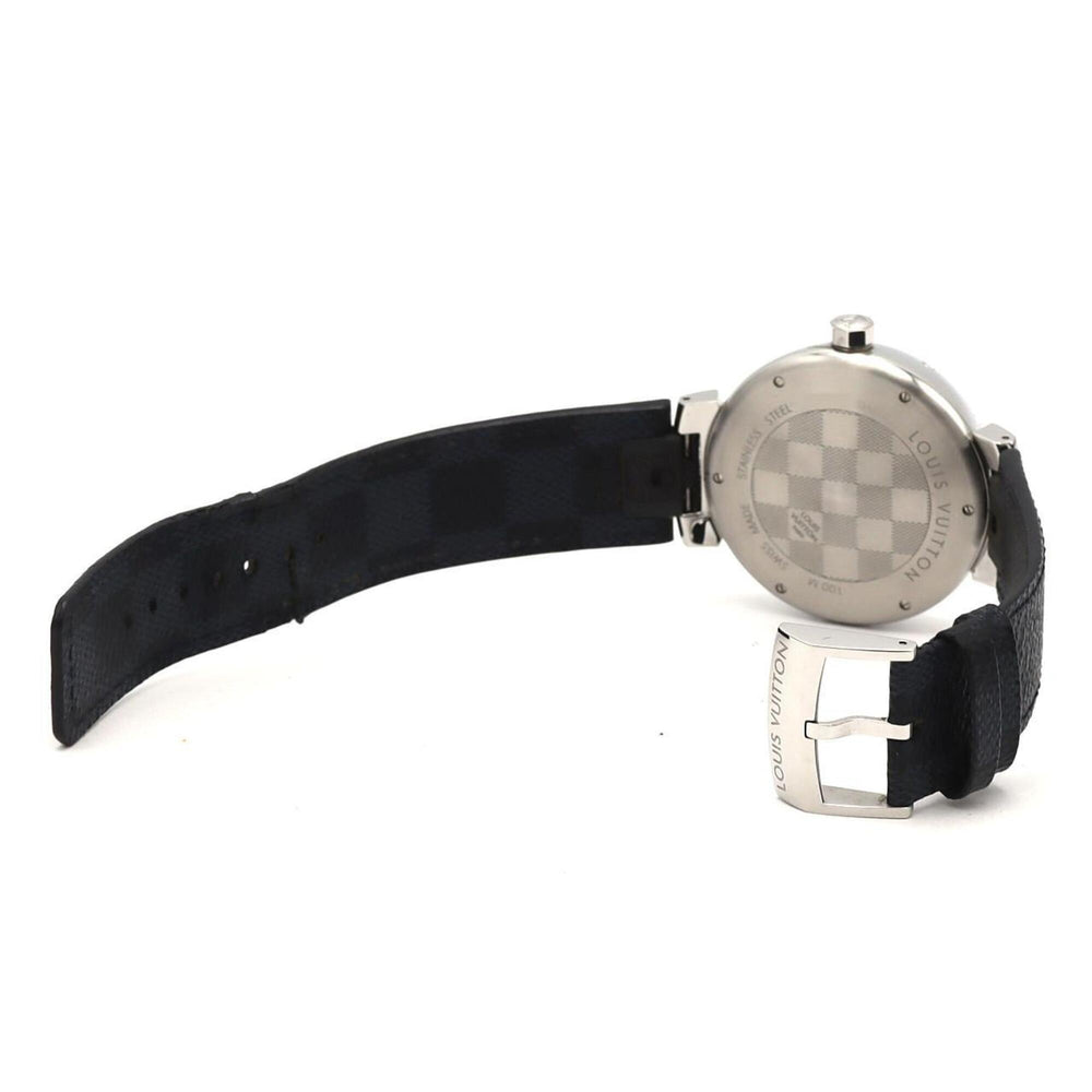 Louis Vuitton Tambour Damier Graphite QA073 SS Quartz Watch — Good
