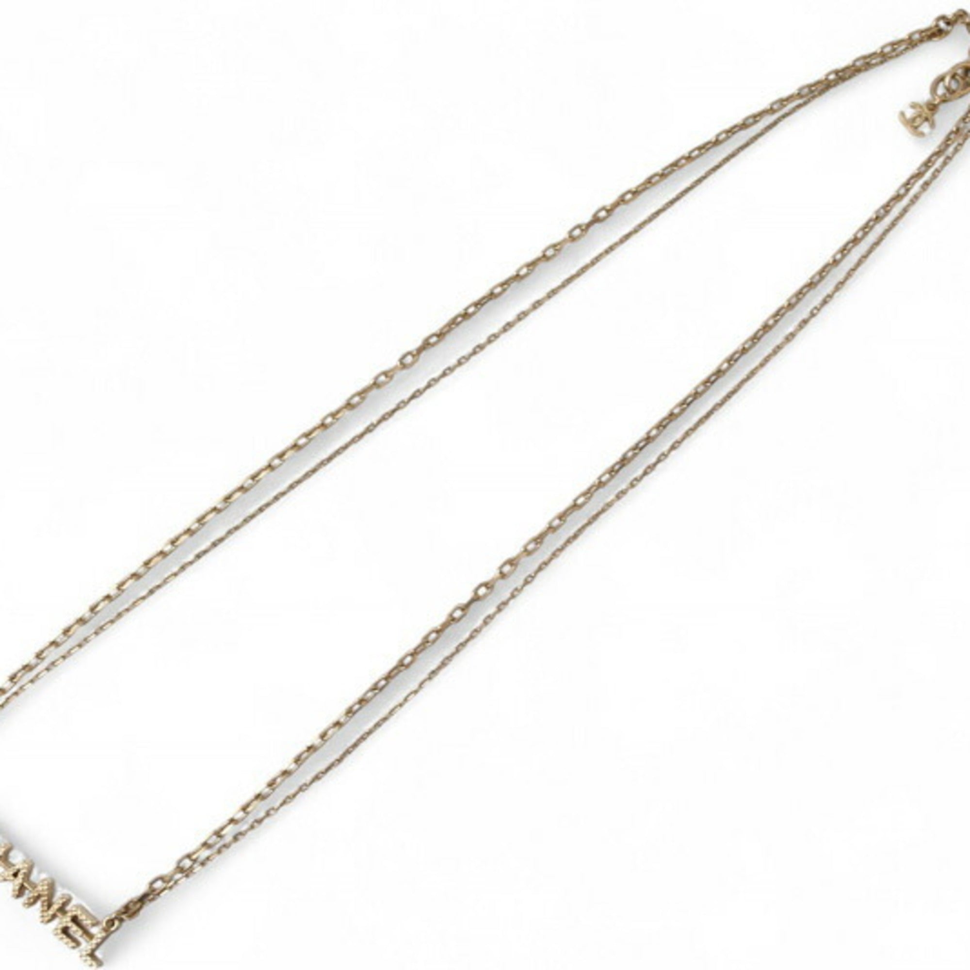 Chanel Necklace Pendant CHNAEL Coco CC I Love Heart Double Choker Gold 17 — Like New
