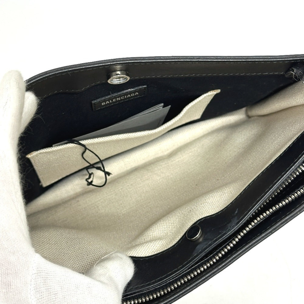BALENCIAGA 528147 All-over print pochette bag, crossbody, shoulder leather, canvas, women's, white x black, like new — Like New