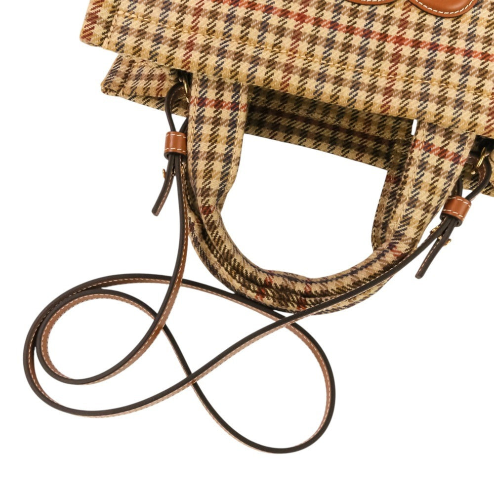 CELINE Triomphe Logo Small Cabas Thais Tweed 2-Way Shoulder Bag 199162EP8.14ML Brown Beige Women's — Like New