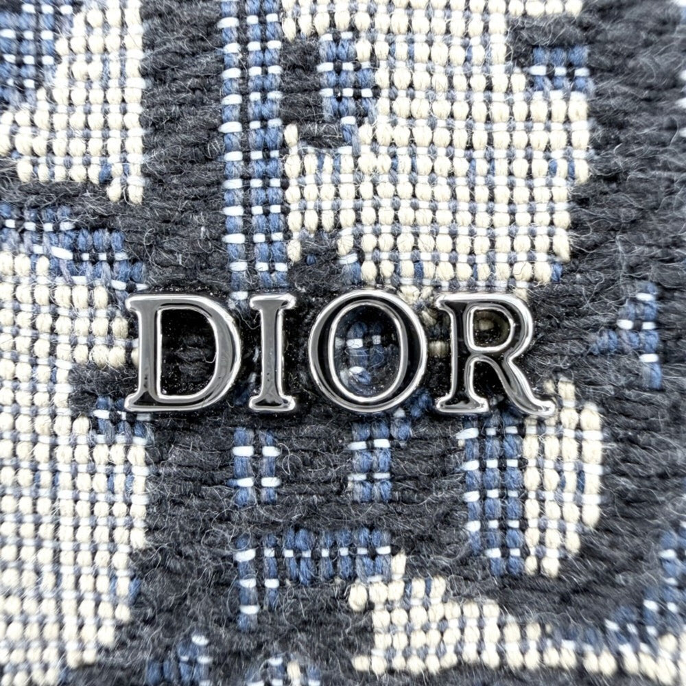 Christian Dior Men's Oblique Rider Micro Pouch Shoulder Bag, Mini Crossbody Canvas Leather, Navy, Silver Hardware — Like New