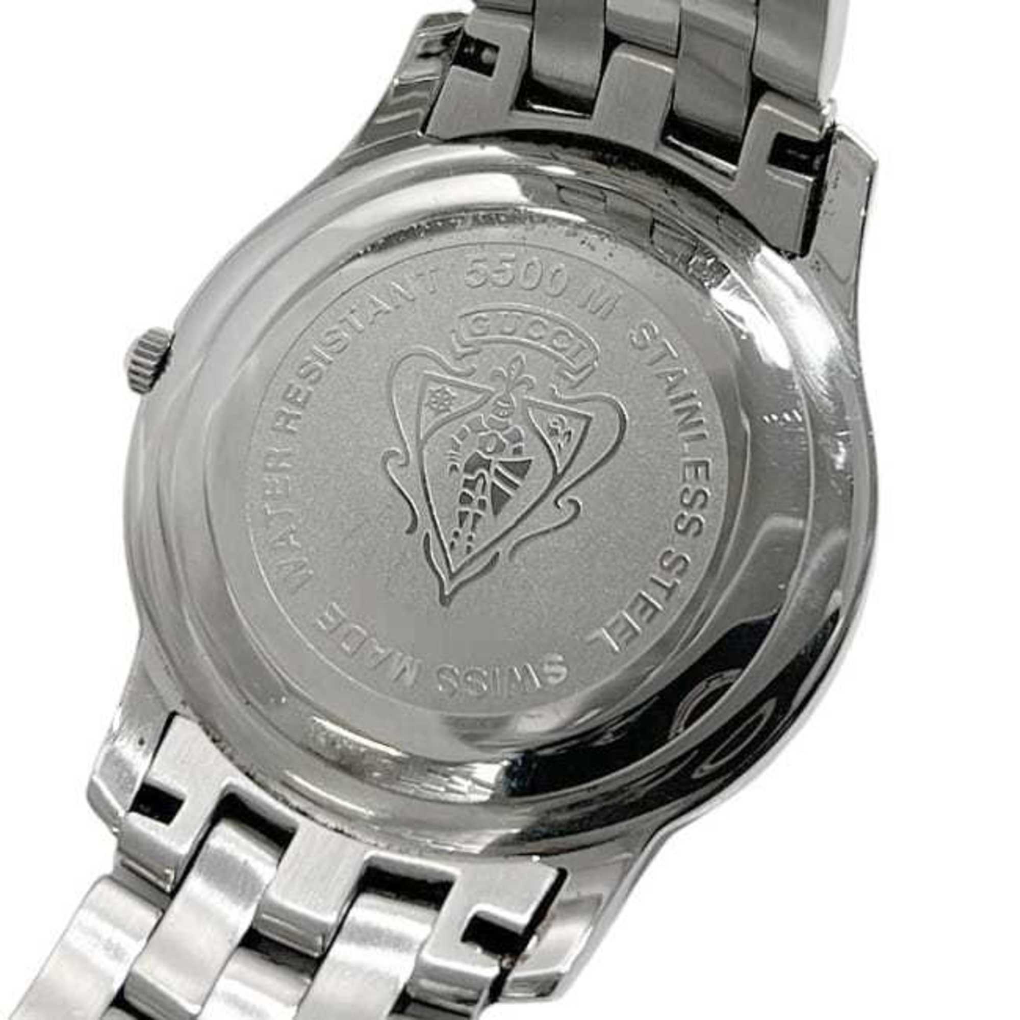 Gucci 5500M Watch f-24297 Silver White YA055305 Men's Stainless Steel Quartz 0163*** GUCCI Battery-Operated Dial Analog Date — Good