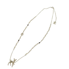 Like new Chanel deer motif GP rhinestone gold necklace 1815CHANEL — Like New