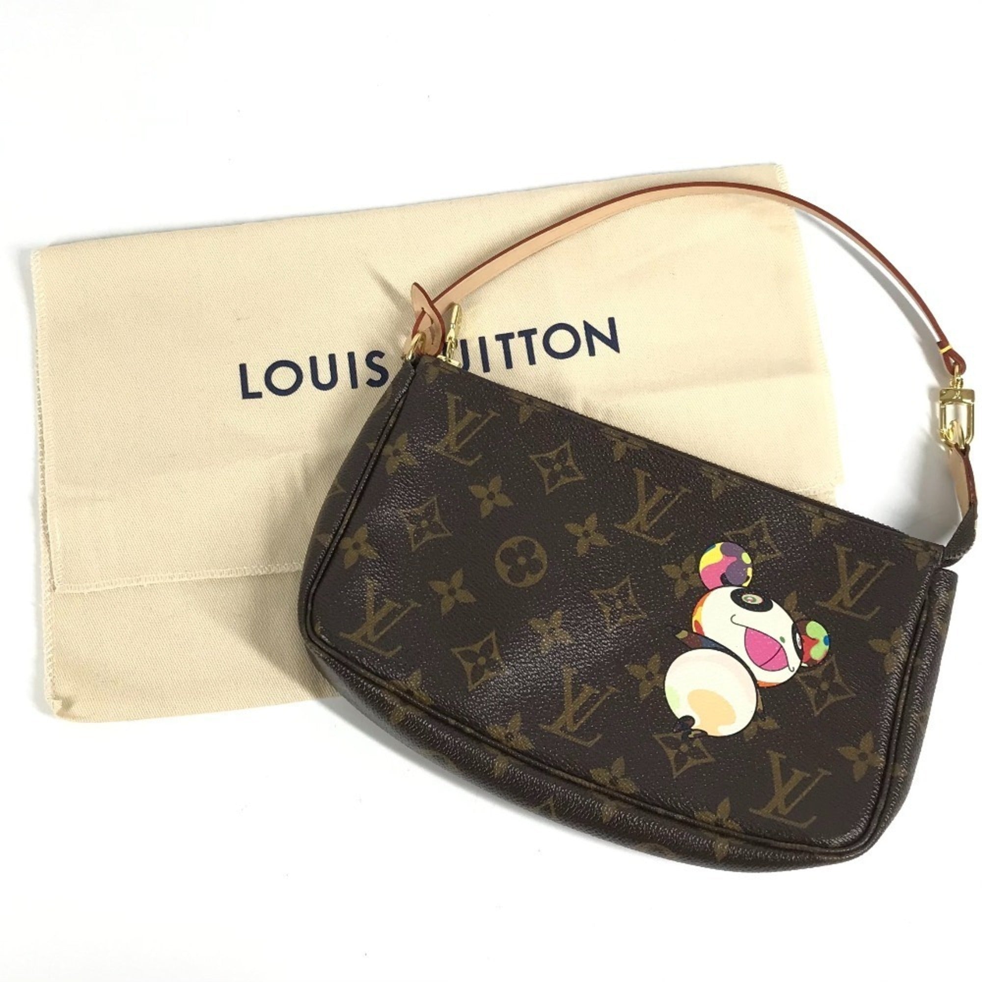 LOUIS VUITTON M51981 Monogram Panda Takashi Murakami Pochette Accessoires Bag Accessory Pouch Handbag Shoulder Canvas Women's Brown — Like New