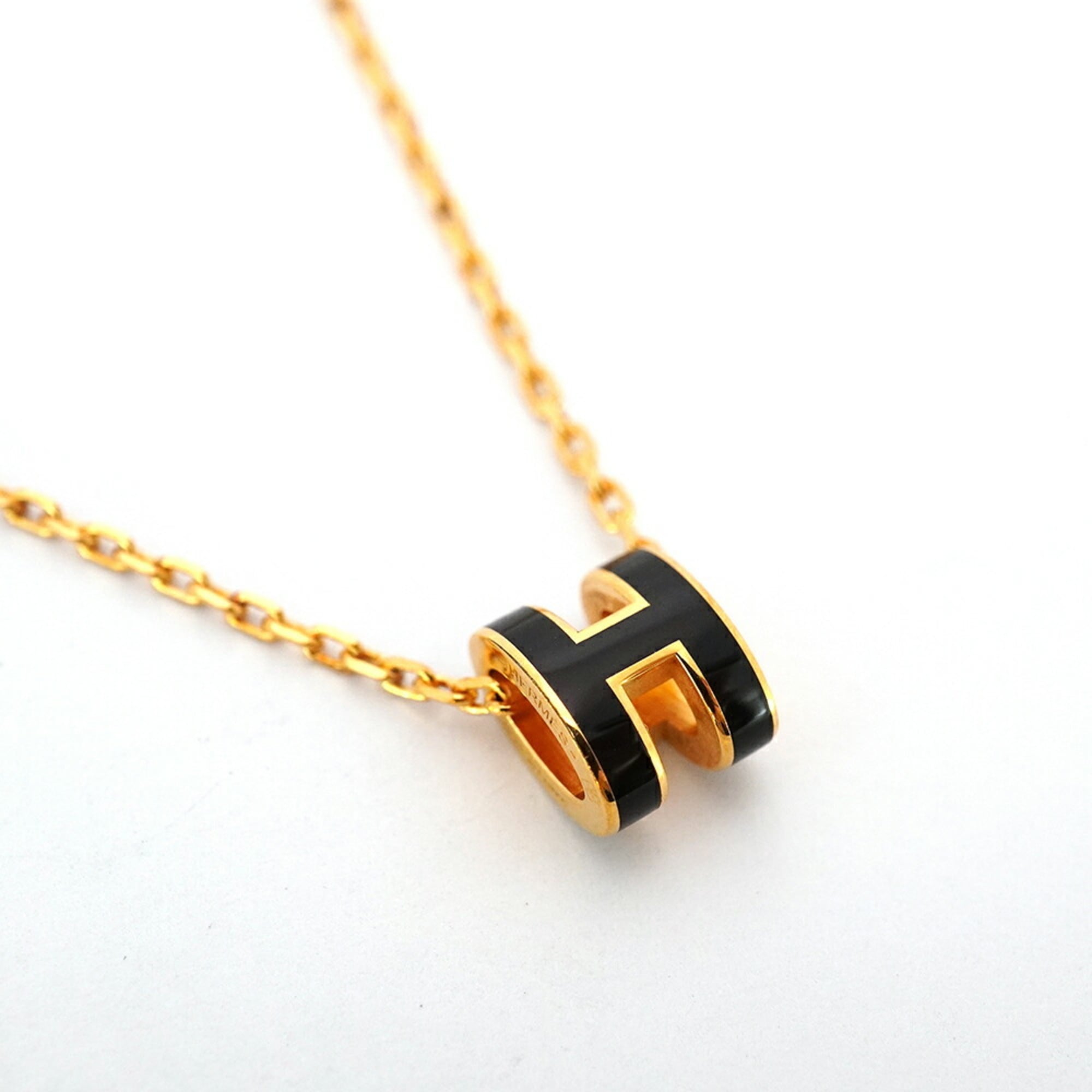 Hermes Hermès Mini Pop Ash Necklace in GP-Plated Gold and Black for Women