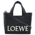 LOEWE Loewe Font Tote Small Bag Handbag Shoulder Raffia Black White A685B59X01
