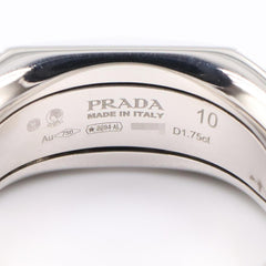 Prada Signet Ring, Diamond 18K White Gold (18KWG), Women's, Silver Tone, Clear 1JA178 — Like New