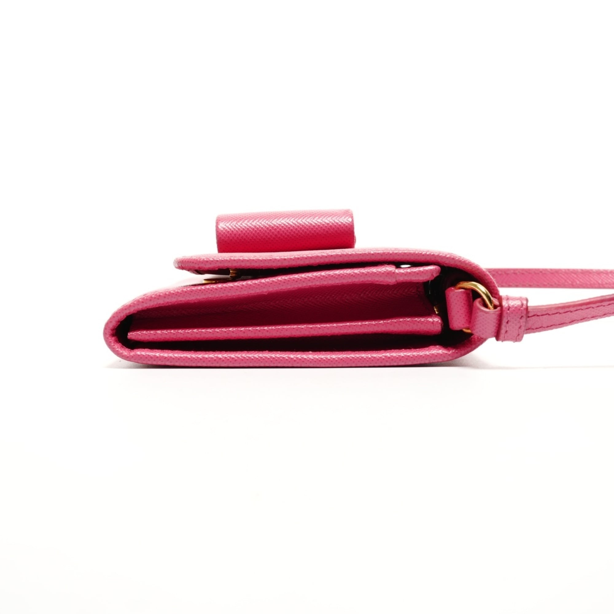 Prada Le Bon Saffiano Leather Wallet Shoulder Bag in Pink