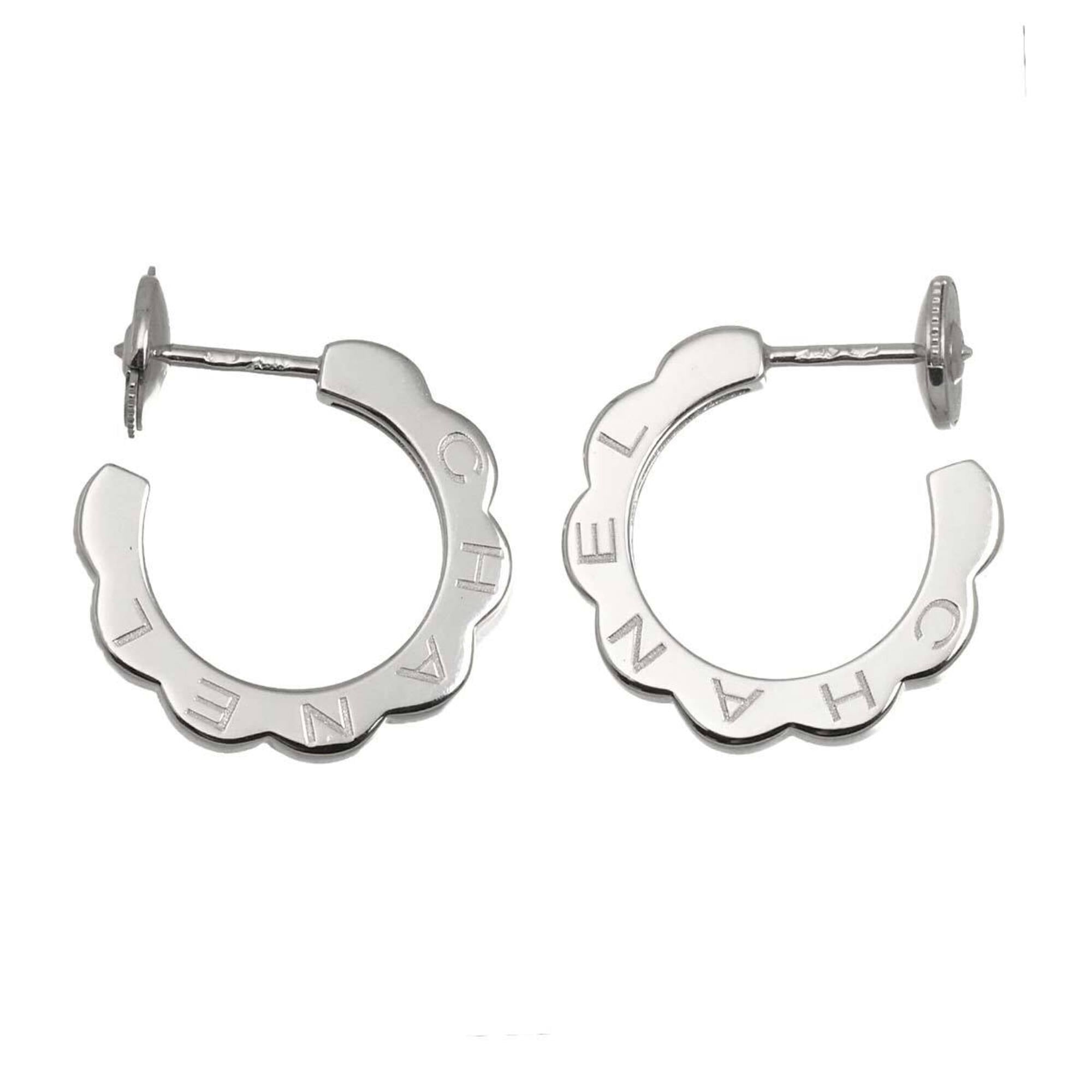 Chanel Profield Camellia Earrings, 18K White Gold (750), Pierced Earrings — Like New