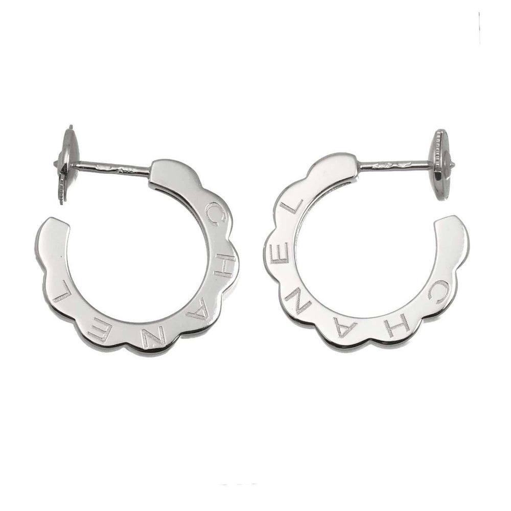 Chanel Profield Camellia Earrings, 18K White Gold (750), Pierced Earrings — Like New