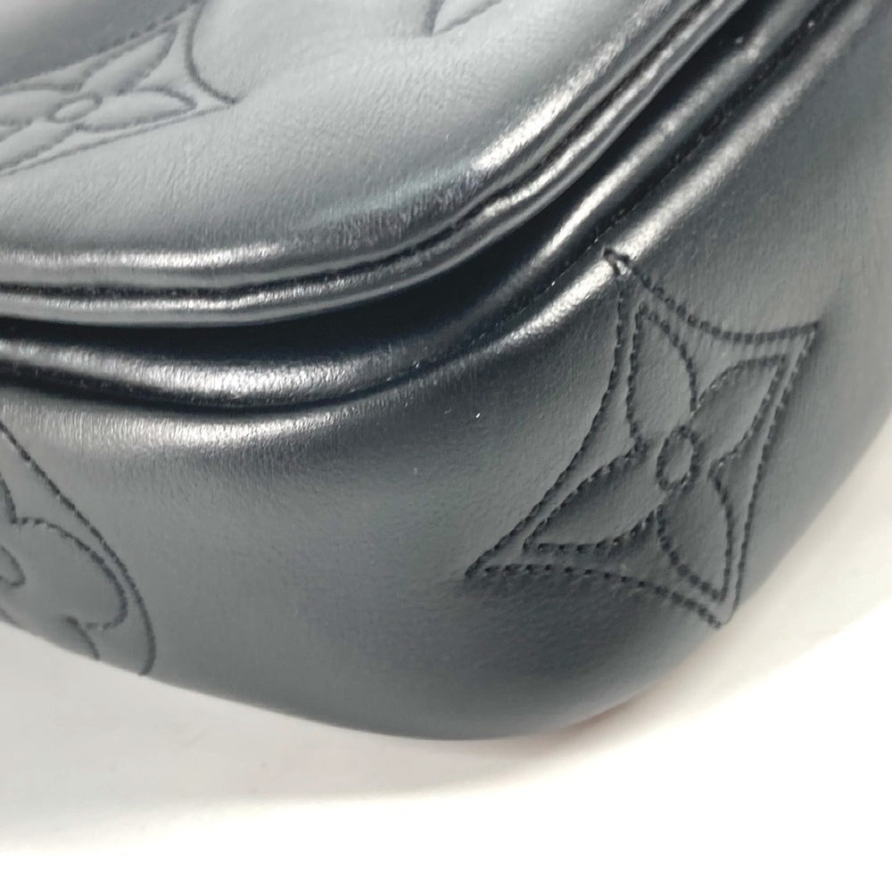 LOUIS VUITTON M81398 Monogram Bubblegram Wallet-on-Strap Long Wallet/Clutch Bag/2-Way Bag/Shoulder Bag Leather Women's Black — Like New