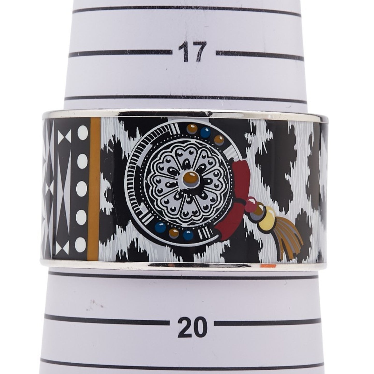 Hermes TGM enamel cloisonné bangle in silver and multicolored metal, women's.