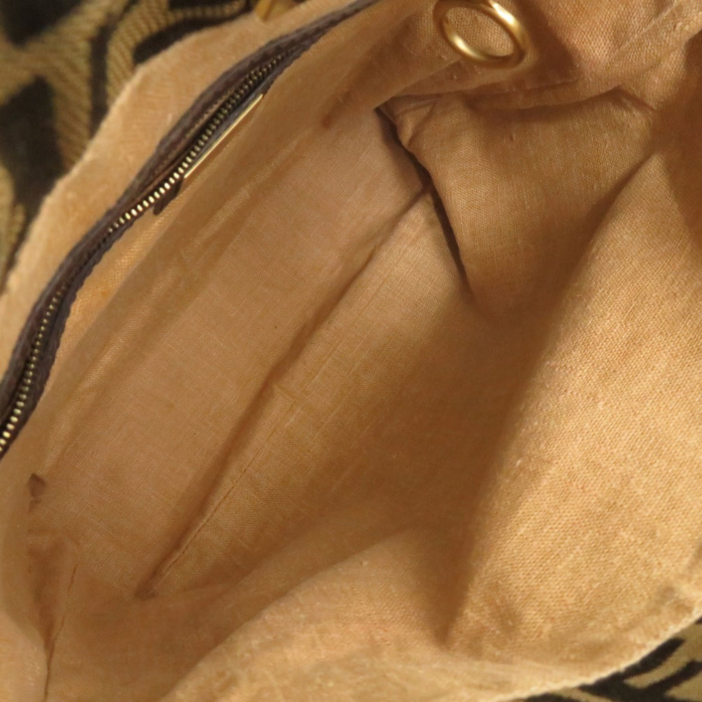 Excellent condition Fendi Zucca handbag in tiger print canvas and leather, brown, 1378