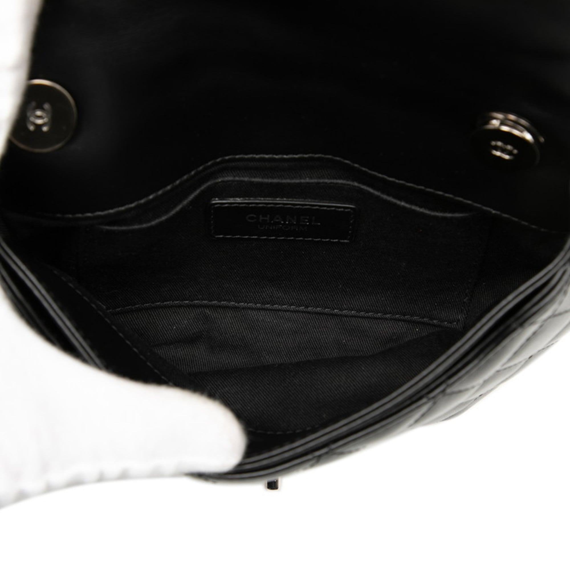 CHANEL Coco Mark Matelasse Waist Bag/Belt Bag in Black Lambskin for Women