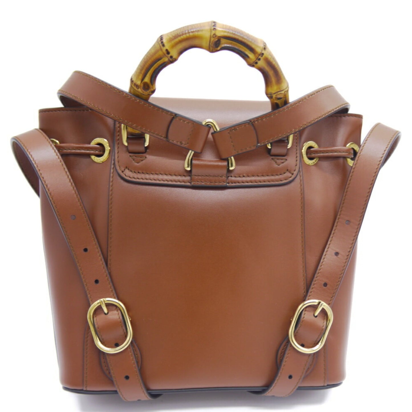 GUCCI Bamboo Backpack Brown Leather Rucksack 7102101 213317