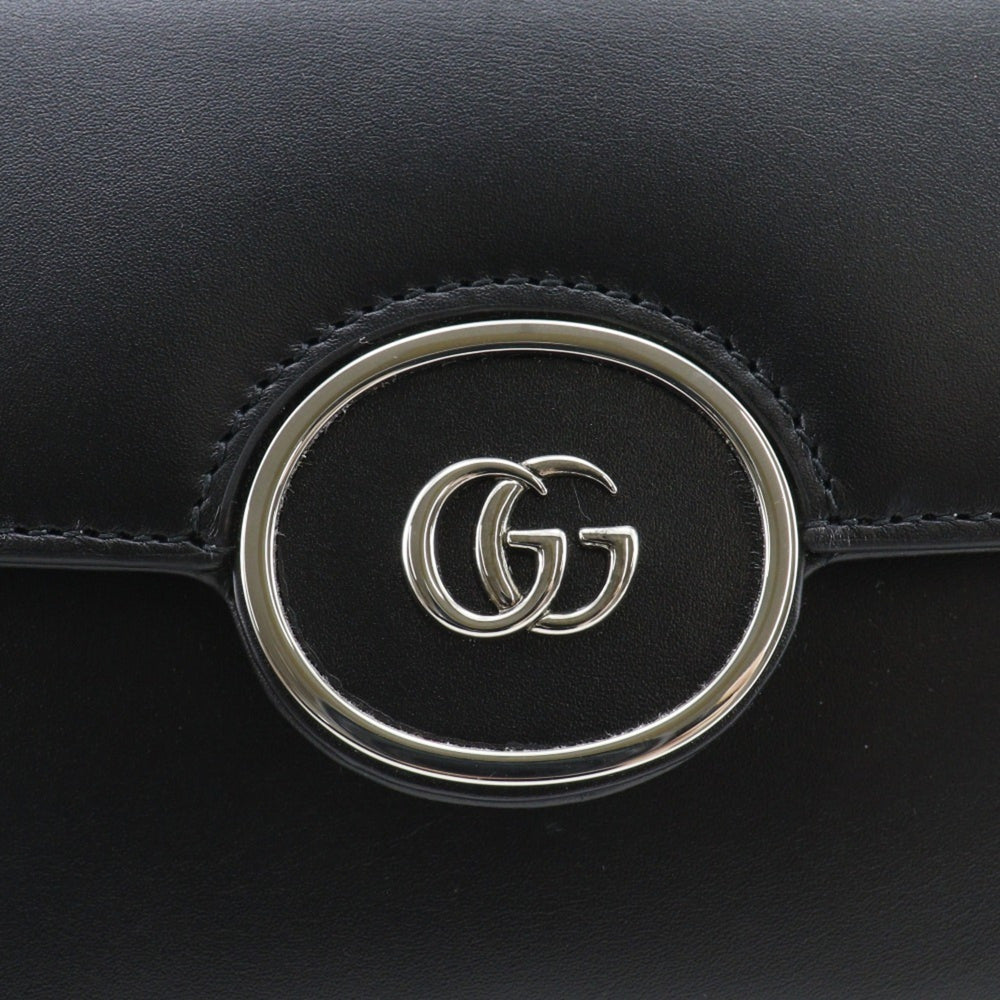 Gucci Petit GG Shoulder Bag, Double G, 2-Way, 739722, Leather, Black, Flap, GG, Women's — Like New