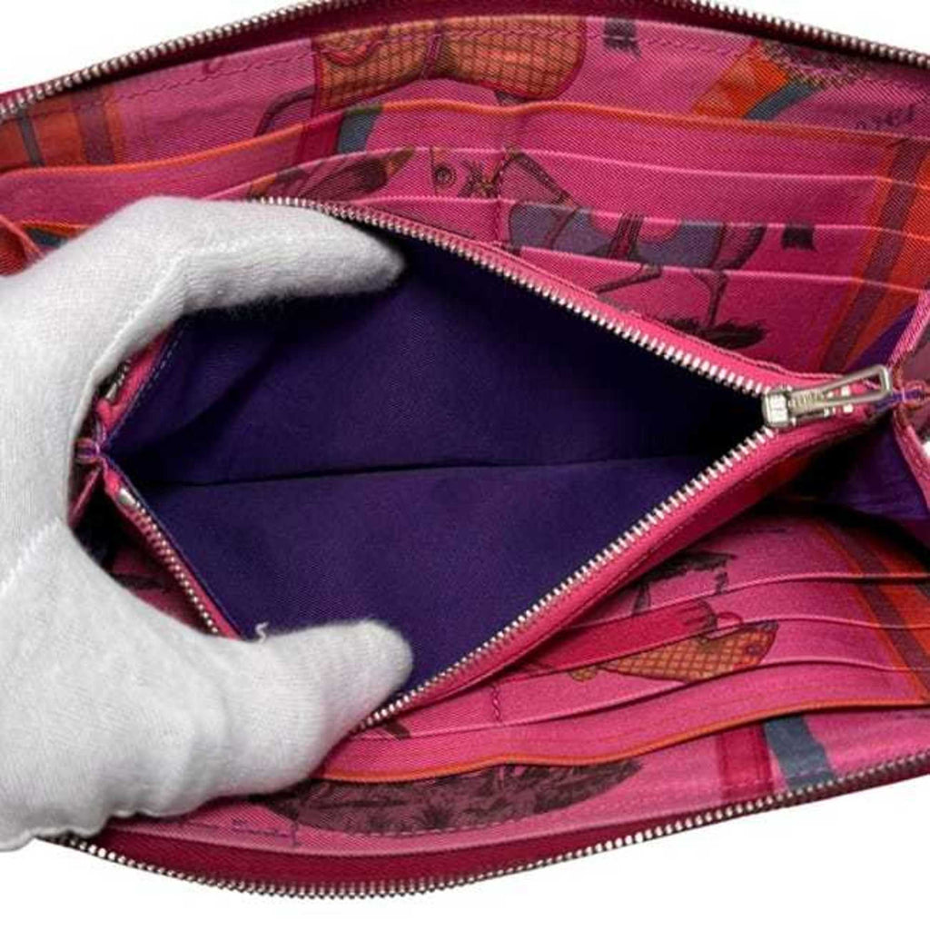 Hermès Round Long Wallet Azap Silkin f-24824 Bordeaux Leather Epson N Stamp HERMES Pink Wine Red Women's