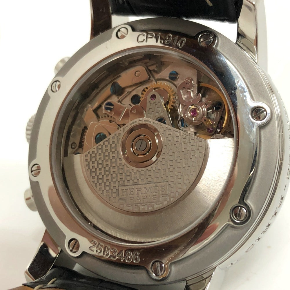 HERMES CP1.910 Clipper Chrono Automatic Chronograph Date Wristwatch Watch SS Men's Silver — Good