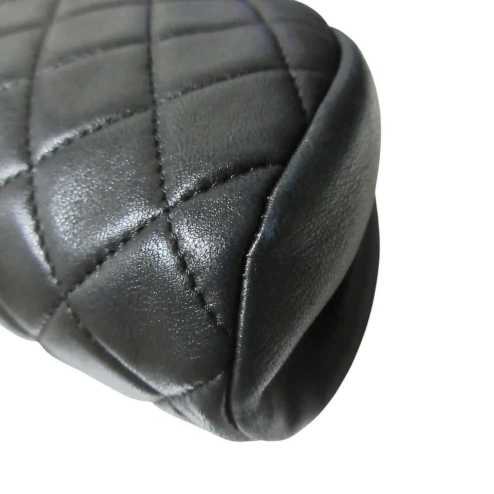 CHANEL Timeless Quilted Coco Mark Leather Clasp Clutch Bag, Black, Women's — Like New
