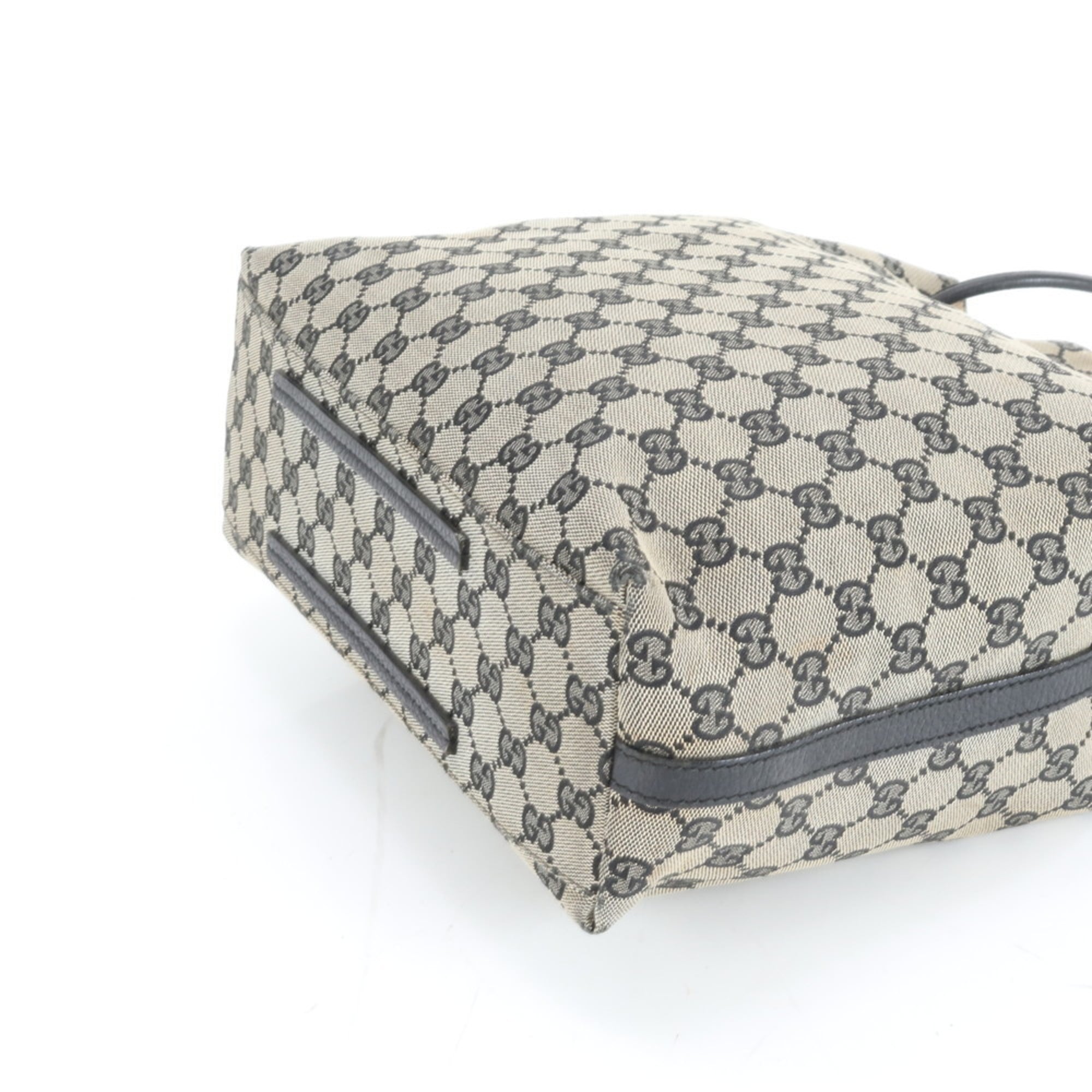 Gucci GG Canvas 257275 Leather Tote Bag Shoulder Handbag Black Women's