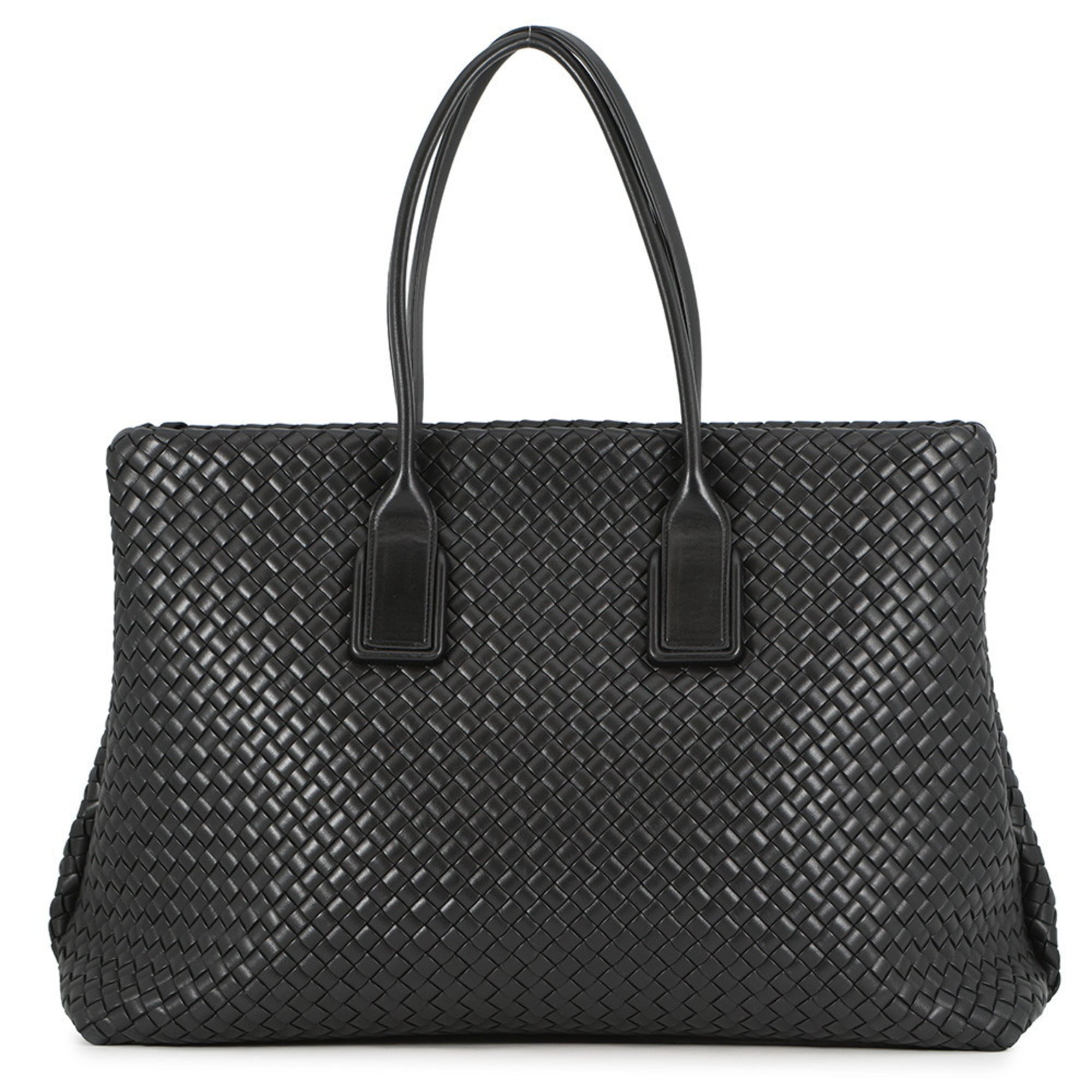 Bottega Veneta Intrecciato Snap Leather Tote Bag, Black