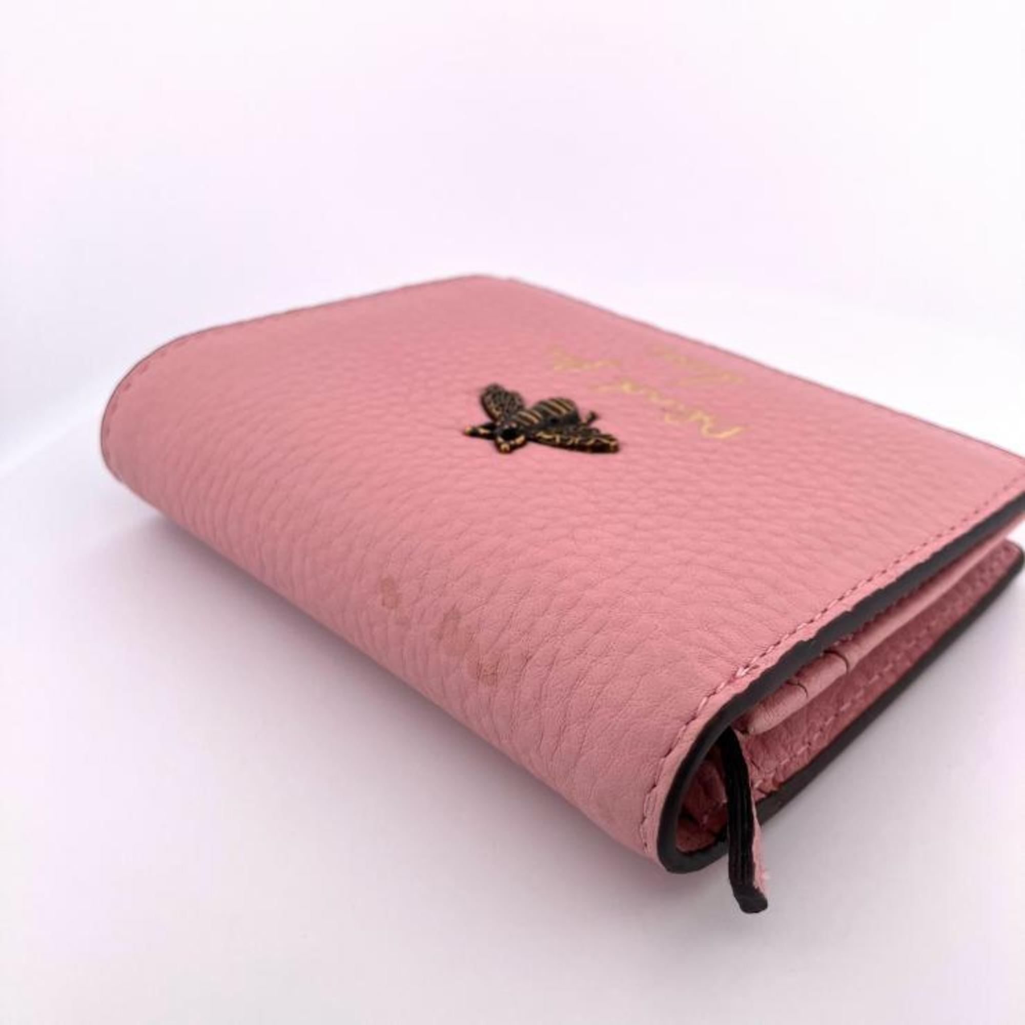 Gucci Animalier Bee 468015 Blind for Love Bi-fold Wallet, Pink