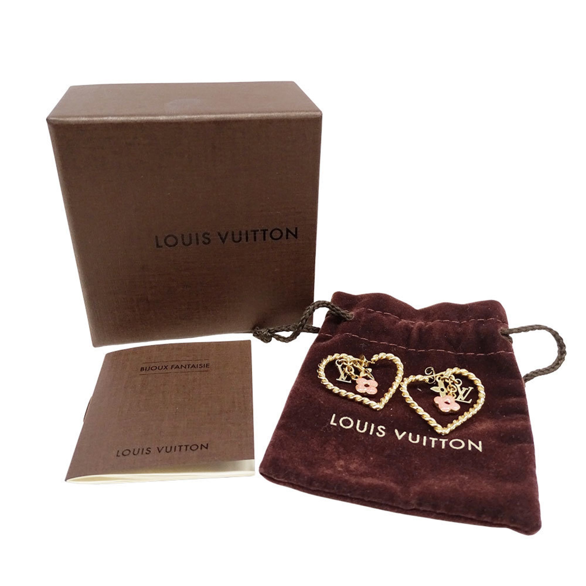 Louis Vuitton Women's Boucle D'oreille Sweet Monogram in My Heart Earrings Gold and Pink, M65948