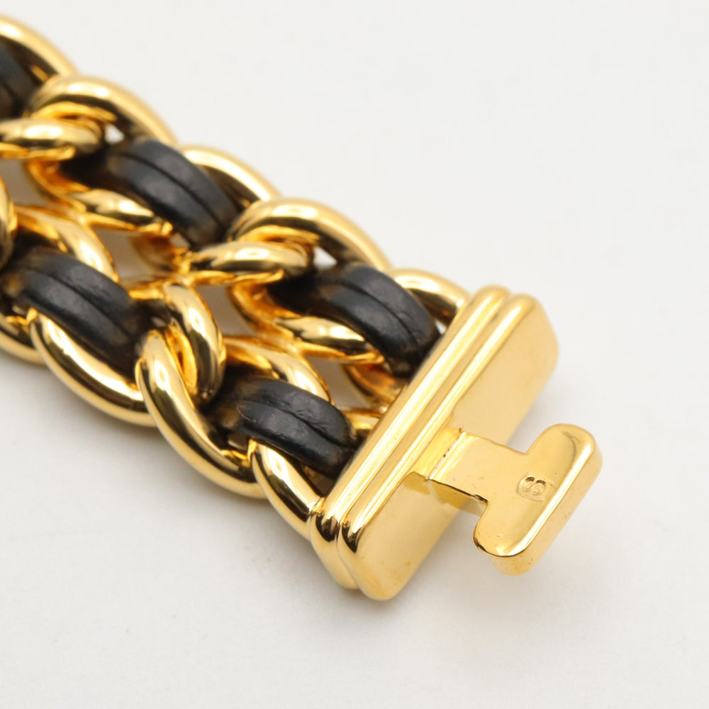 Chanel CHANEL Première S Watch, Gold Plated (GP), Leather Strap, Women's, Black, H0001 — Very Good