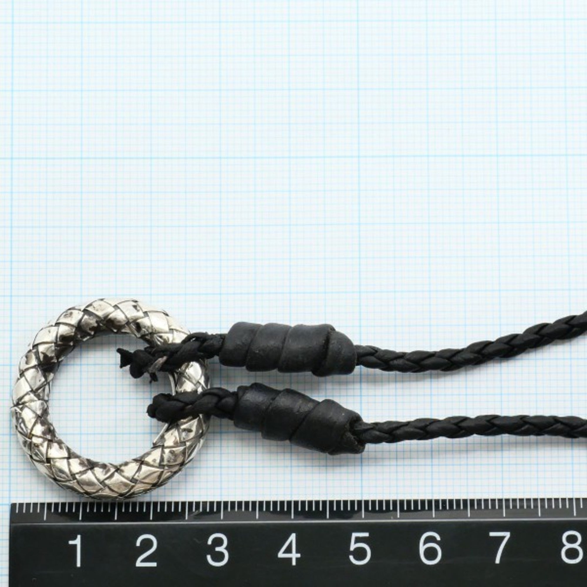 Bottega Veneta Intrecciato Circle Silver Leather Necklace Total weight approx. 16.6g 56cm — Like New