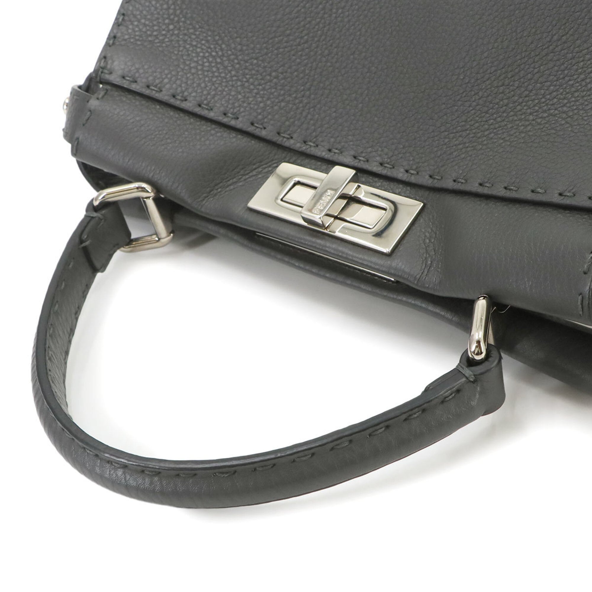 Fendi Selleria Peekaboo Regular 2-way Hand/Shoulder Handbag, Leather, Gray, 8BN290 — Like New