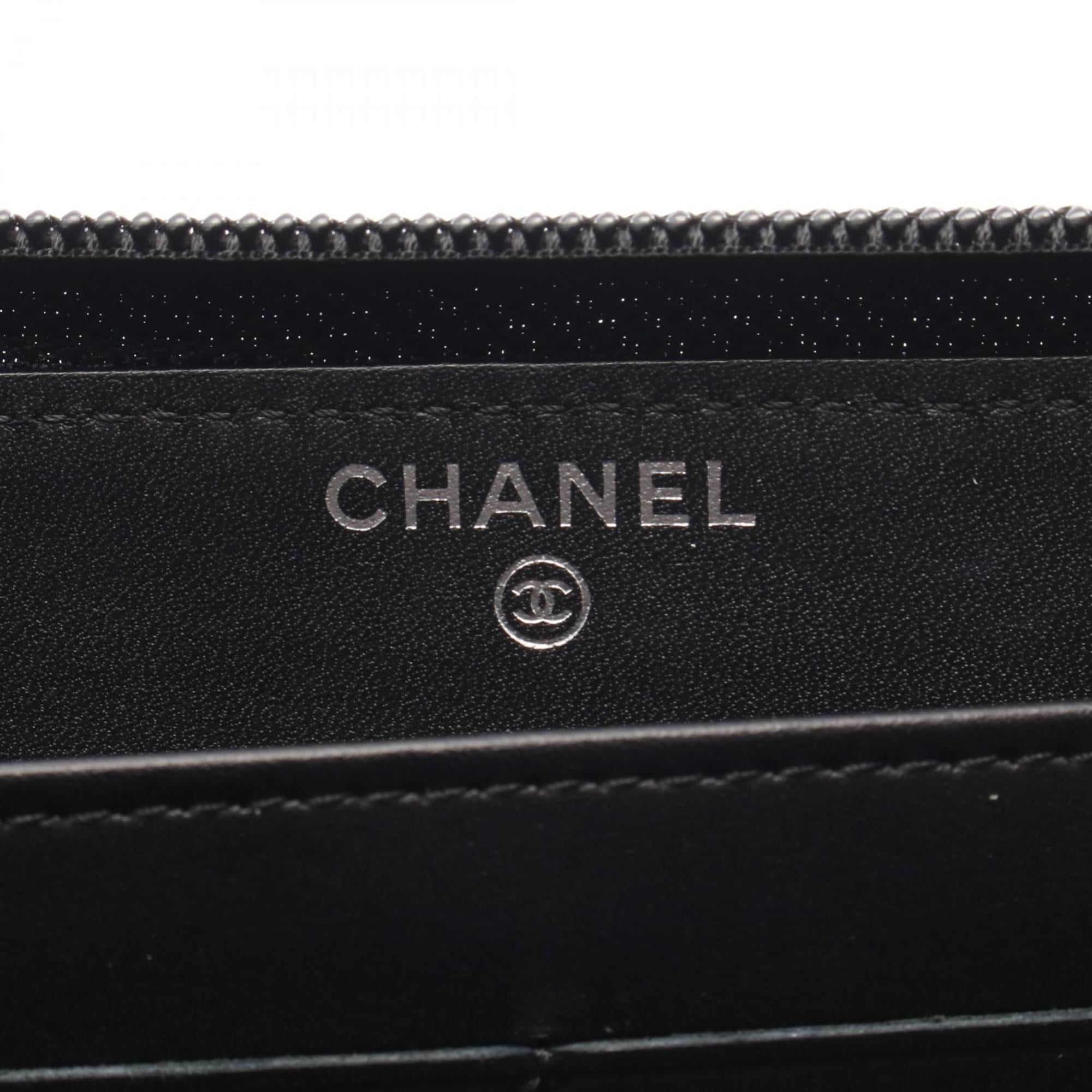 CHANEL Coco Mark Round Long Wallet in Caviar (Grained Calfskin) for Women, Black