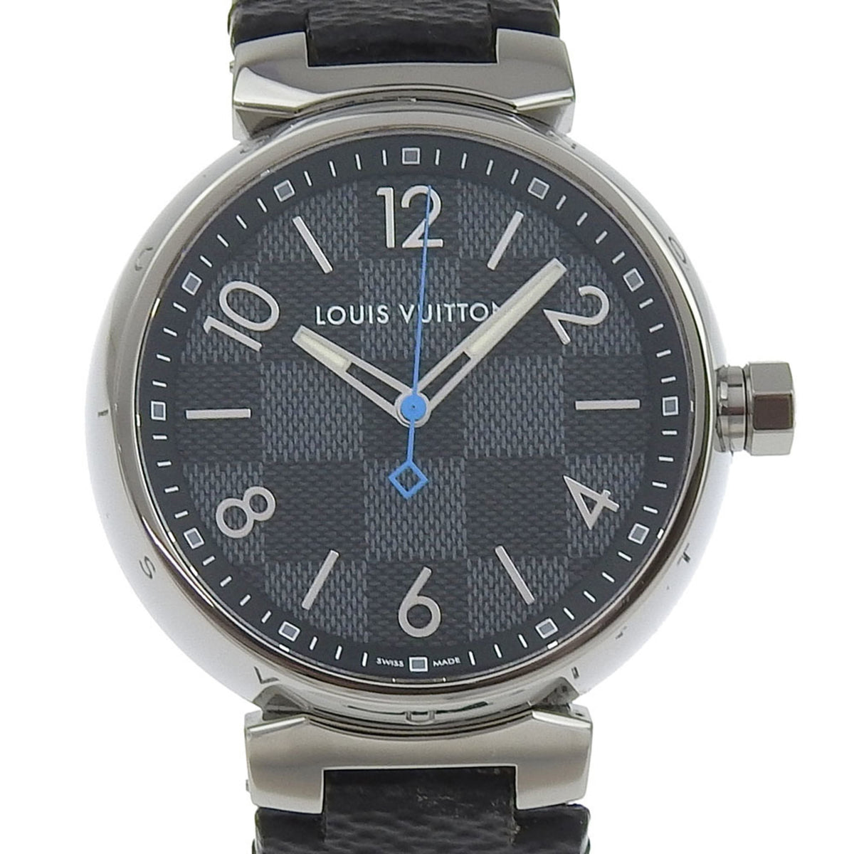 Louis Vuitton Tambour GM Watch QA073 Stainless Steel x Monogram Eclipse Canvas Quartz Analog Display Black Dial Men's — Good