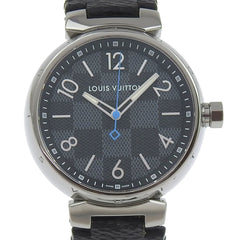 Louis Vuitton Tambour GM Watch QA073 Stainless Steel x Monogram Eclipse Canvas Quartz Analog Display Black Dial Men's — Good
