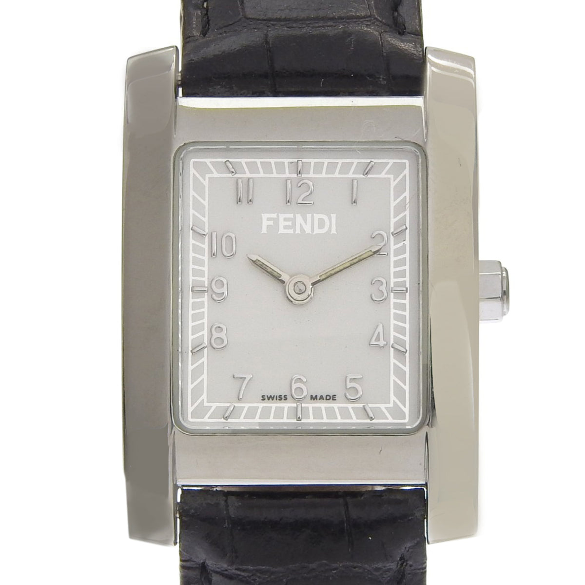 Fendi Olologi 7000L Stainless Steel x Leather Quartz Analog Watch with White Dial - Women's — Very Good